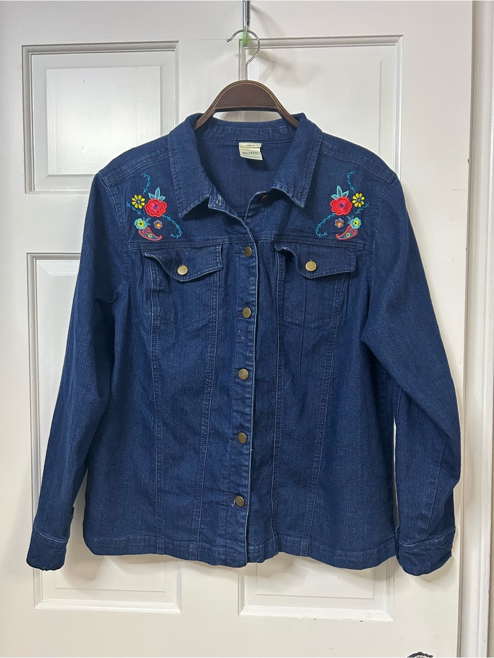 Vintage Blair Navy Denim Jacket with Multicolor Floral Embroidery